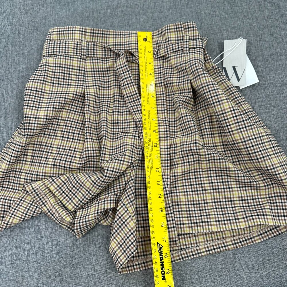 New! Worthington Plaid Shorts High Waisted Belted Pleated Sz 16 MSRP: $40 Tan .. - Picture 7 of 12